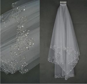 White/Ivory Bridal Veil Two Layer Soft Tulle Wedding Accessories Wedding Veils With Crystal Velo de novia