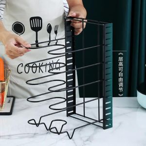 Kitchen Storage & Organization Iron Pan Pot Lid Organizer Adjustable Dish Rack Drainer Cutting Board Holder Cookware Stand For Cabinet