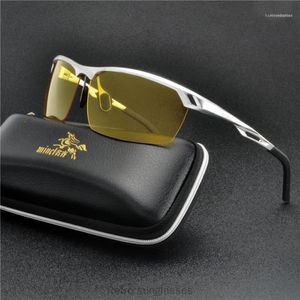 Nachtsicht-Fahrbrille Männer Fahrerbrille Sonnenbrille für Linse Aluminium FML1