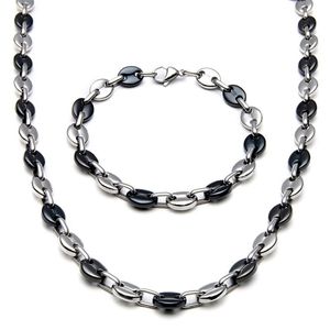 2020 stainless steel jewelry Necklace For Men Women Coffee Bean Shape Melon Seed Chain Stainless Steel Necklace Bracelet Jewelry Set 564 Z2