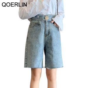 Big Size 4XL Women Wide Leg Jeans Shorts Pocket Summer Beach Denim Lady Casual High Waist Plus 210601