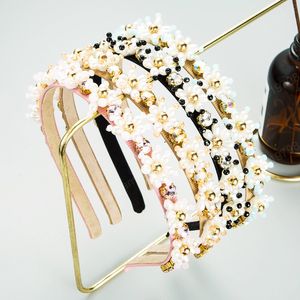 Elegante Koreanische Imitation Perle Blume Stirnband Temperament Sparkly Kristall Perlen Haarband Weibliche Party Tiara Kronen