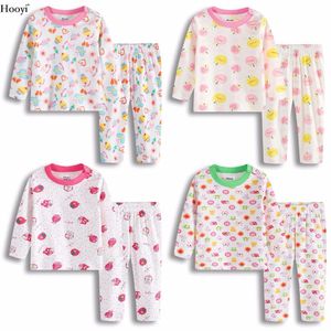 Mode baby tjejer pyjamas kläder kostym bomull mjuk hög kvalitet barn sovkläder färgglada bebe roupas nyfödd sömn set pijama 210413