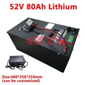 Rechargeable 52V 80Ah Lithium battery pack with BMS for 48v 5000W motorcycle e-scooter power supply solar system +10A charger