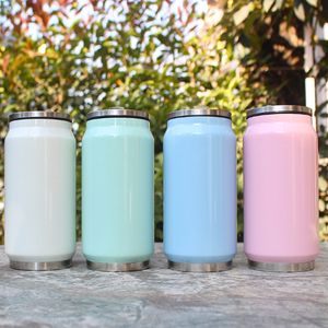 Wholesale 350ml Cans shape Water cup stainless steel Bottles thermos bottle straw drink cups A217219