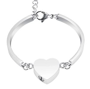 Cremation Bracelet for Ashes Adjustable Heart Memorial Urn Bangle Ashes Holder Stainless Steel Keepsake Jewelry for Women Q0717