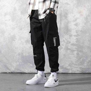 Harajuku Moda Spodnie Cargo Classic Black Mens Hip Hop Odzież Jogger Mężczyźni Letni Dorywczo Siłownia Spodnie dresowe z Praktycznymi Kieszeniem G220224