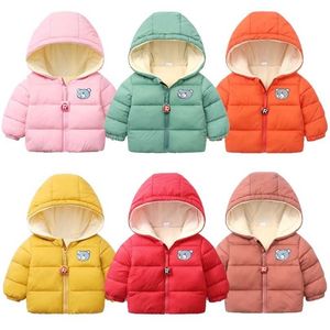 Roupas de algodão infantil Engrossado para baixo jaqueta bebê inverno aquecido roupas crianças outono zíper com meninos com capuz outwear 211027