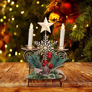 Wholesale table candle lanterns for sale - Group buy Christmas Decorations Santa Claus Candlestick Wrought Iron Style Lantern Candle Holder Dining Table Home Decoration Ornaments Metal Crafts