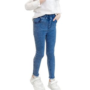 Dżinsy Dziewczyna Wiosna Jesień Slim Kids Solidne Kolor Dzieci Casual Style Odzież 210527