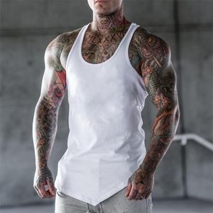 Märke Blank Kläder Solid Vest Men Bodybuilding och Fitness Men Undershirt Gyms Stringer Tank Top Men Ärmlös Skjorta 210421