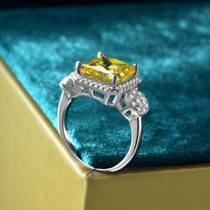 Vintage 4ct topázio anel diamante 100% original 925 esterlina prata casamento anéis de banda para mulheres nupcial prometa jóias presente
