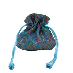 50 pcs pequeno estilo chinês silk cetim cordão malotas de jóias embalagens de presente sacos artesanais brocado sachet 8x8cm