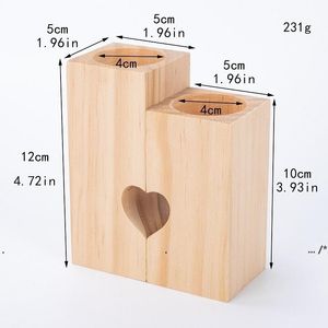 newPortacandele in legno a forma di cuore Candeliere scavato a forma di cuore Decorazione da tavolo romantica per la decorazione di nozze per feste di compleanno a casa EWD569