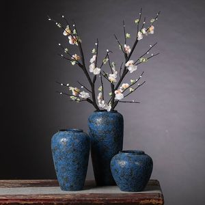 ブルーバブル釉薬セラミック花瓶クリエイティブホームデコレーション新しい中国のリビングルームソフト