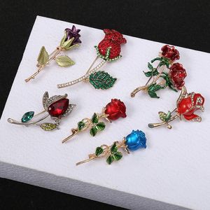 Elegent Red Rose Pins Flower Brooch For Women Clothing Accessories Cute Women Wedding Banquet Brooches Jewelry