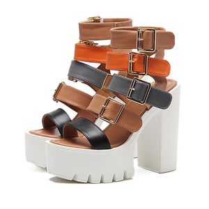 Kobiety Sandały Wysokie Obcasy Buty Nowy Lato Moda Klamra Kobieta Gladiator Sandały Platformy Buty Kobieta Czarny Duży Rozmiar 42