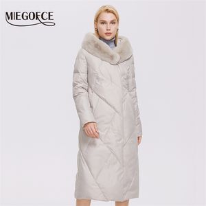 MIEGOFCE Winter Women Long Parkas Elegant Real Rex Rabbit Fur Collar Cotton Jacket Coat D21628 210923