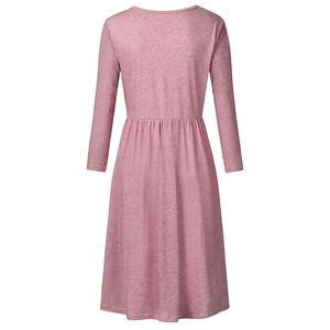 Arrivalcasual Solid Long-Sleeve Nursing Dress 210528
