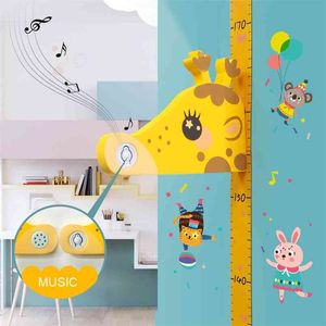 Removable Children 3D Height Chart Measure Wall Sticker Decal for Kids Baby Cartoon Height Measure Wall Stickers For Kids Room 210914