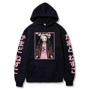 Demon slayer anime hoodies män kvinnor kimetsu ingen yaiba grafisk utskrift sweatshirts mysiga pullovers unisex hajuku toppar y1120