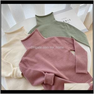 Pullover kläder baby moderskap droppleverans 2021 wlg höst för pojkar flickor barn solid turtleneck långärmad tröja baby beige grön rosa