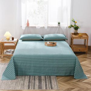 Lakens Sets 1pc100% Katoen Bedding Sheet Home Textiel Japans-Stijl Garenkleurige Solid Color Flat Bed voor King Queen Size