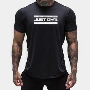 Marka Erkek T-shirt Joggers Sporting Ince Tee Gömlek Erkek Sadece Spor Salonu Spor Kısa Kollu Tshirt Vücut Geliştirme Giyim Egzersiz Tops 210421