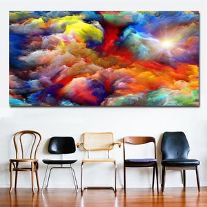 Abstract Art Canvas pintando nuvens coloridas imagens modernas de parede