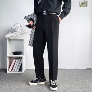 Privathinker Pantaloni da uomo neri Pantaloni coreani da uomo Pantaloni larghi dritti casual Capris Abbigliamento da uomo coreano di marca 220212