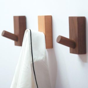 Hooks & Rails Creative Natural Wooden Hook Hanger Wall For Coat Key Room Decoration Organizer Behind The Door Nordic Style 1pcs