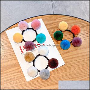 Pony Tails Holder Hair Jewelry Girls Cute Colorf Hairballs Scrunchie Kids Sweet Rubber Bands Ponytail Headband Band Fashion Aessories Drop D