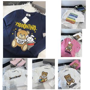 6 colors Kids designer bear long T shirts Tees Tops Baby Boys Girls M Letters Printed Tshirts Fashion Breathable Children Clothing