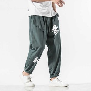 Streetwear Plus Size Algodão Linho Harem Calças Mens Jogger Calças Masculinas Casual Pant Calças Calças Hip Hop Chinês Tradicional Y0927