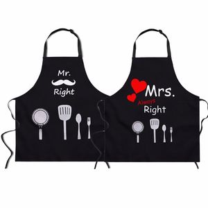 FORUDESIGNS Mr. and Mrs. Couples Apron Kitchen s Funny Cooking Bib Gift For Wedding lyweds Love Dachshund 2pcs/set 210629