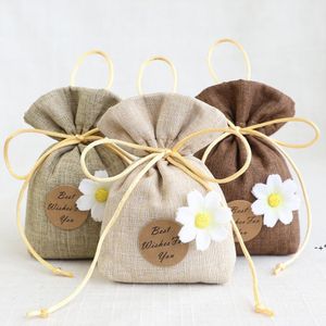 Sachet Bag Drawstring Tomt Candy Herbal Tea Paket Små presentpåse Lavendel Aromaterapi Blomma Söt Sovrum Deodorant JJE10233