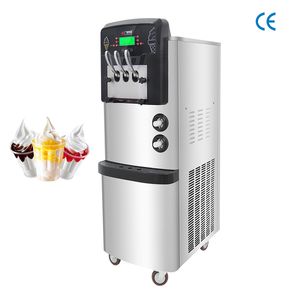Vertikal mjuk glassmaskin för mjölkteaffärs kommersiell gata LCD-panel Rostfritt stål Silver Vending