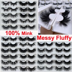 Luxury Fluffy Messy Mink False Eyelashes 25mm Bomb Soft Eyelash 3D 5D Dramatic Lashes Natural Volume Thick Crossed Long 32 Styles Makeup Tools