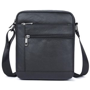 Briefcases Men s Shoulder Bags Bag Genuine Leather Black Crossbody For Men Small Flap Male Messenger