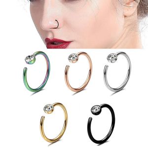 Mały Cienny Kryształ Rhinestone Fake Septa Piercing Nose Pierścienie Studia Faux Clip Lips Hoop Body Jewelry