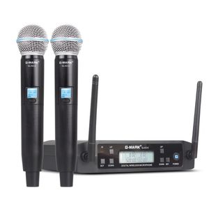 Microfone sem fio G-Mark GLXD4 Sistema Profissional UHF Mic Dinâmico Frequência Automática 80m Festa Estágio Host Igreja Microfones