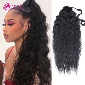 30 Inch Long 613 Blonde Weave Curly Ponytail Hair Wrap Around Ponytail Clip In Hair Colored Hair Bundles 0615