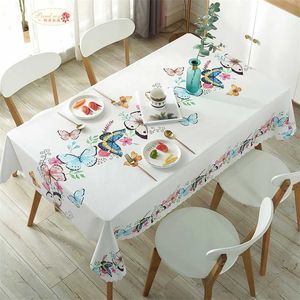 Printe Rektangel Round Table Cloth Vattentät Plast PVC Oljebeständiga tygdukar Heminredning Julduk 211103