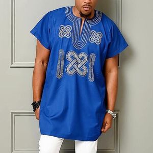 Ethnic Clothing H&D Embroidery Dashiki Men T-shirt African Outfit Short Sleeve Shirts Fashion Man Streetwear Traditional Casual Tee 2021