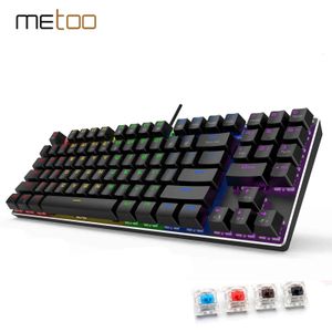 Mix Klavye Usb toptan satış-Metoo key Oyun Mekanik Klavye Sayı Tuşları ile Mix Aydınlatmalı USB Kablolu Mavi Kırmızı Kahverengi Anahtarı Oyunu Dizüstü