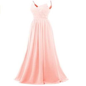 2022 espaguete longo chiffon dama de honra vestido um laço de renda vestidos de baile para mulheres elegante casamento varredura de cerimônia de mulher de trem