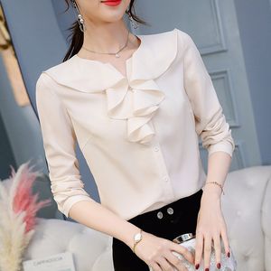 Women Blouse Spring Summer Fashion Female Long Sleeve Casual Soild Wild Shirt Office Lady Loose Blouses Pullover Tops 210423