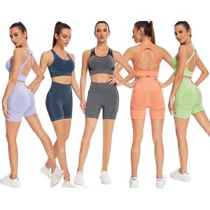 2 pcs Stripe Sexy Searlyoga Set Cintura Curta Leggings Curto Workout Roupas Para Mulheres Sportwear Mulheres Conjunto de Running Outfit Gym x0629