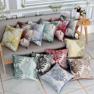 Cushion/Decorative Pillow Cotton Linen Plantain Leaf Cushion Cover Jacquard Palm Leaves Pillowcase Year Home Sofa Decorative Throw Pillows C