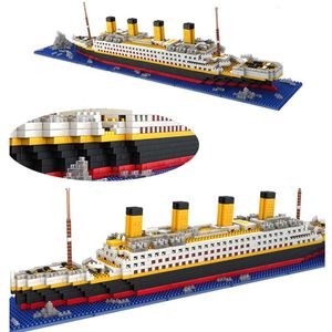 Loz 1860 PCS 타이타닉 크루즈 선박 모델 보트 DIY 다이아몬드 린는 빌딩 블록 벽돌 키트 어린이 장난감 크리스마스 선물 X0503